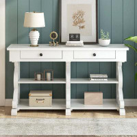 Alcott Hill Retro Console Table/Sideboard With Ample Storage, Open Shelves And 2 Drawers