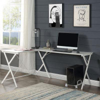 Ebern Designs L-Shaped Corner Desk, Computer Gaming Table Desk Modern Writing Study Table Desk For Home Office, White