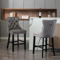 House of Hampton Velvet Upholstered Barstools With Button Tufted Bar Stools, (Set Of 2)