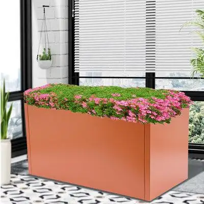 Arlmont & Co. Steel Indoor Outdoor Planters Cube Planter Box