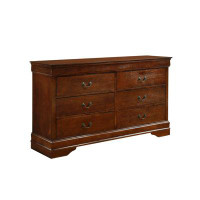 Alcott Hill Traditional Design Brown Cherry Finish Dresser 1Pc Louis Phillipe Style Classic Bedroom Furniture-33.5" H x