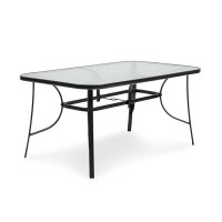 Furniture of America Alicent 59 Inch Wide Glass Top Outdoor Patio Table — Outdoor Tables & Table Components: From $99