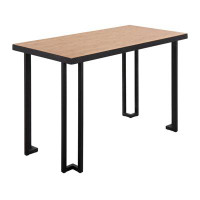 Latitude Run® Roman Industrial Desk In Black Steel With Natural Wood Top By Lumisource