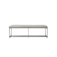 Modus Furniture Eliza Upholstered Dining Bench In Dove And Brushed Stainless Steel