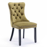 House of Hampton High-End Tufted Solid Wood Contemporary Velvet Upholstered Dining Chair With Wood Legs Nailhead Trim  2