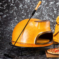 Tierra Firme Florencia Clay Countertop Wood-Fired Pizza Oven in Mustard Textured Finish
