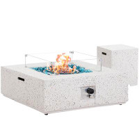 Latitude Run® Rukaiya 12.4'' H x 35'' W Concrete Outdoor Fire Pit Table with Lid