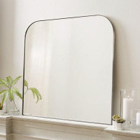 Latitude Run® Grand miroir mural en coin brossé 30 po x 34 po en nickel brossé pour salle de bain, salon ou salle d'eau