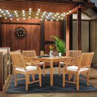 Red Barrel Studio 5 Piece Teak Wood Florence Bistro Dining Set With 35" Square Table And 4 Arm Chairs