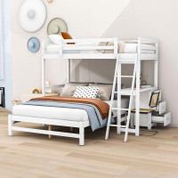 Harriet Bee Jalayla Twin over Full 3 Drawer Standard Bunk Bed with Built-in-Desk by Harriet Bee