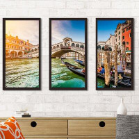 Picture Perfect International 'Rialto Bridge at Sunset in Venice' 3 Piece Framed Photographic Print Set