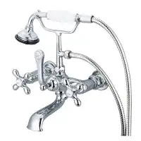 dCOR design Stonington Triple Handle Wall Mounted Clawfoot Tub Faucet with Handheld Shower