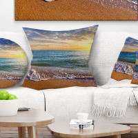 Made in Canada - East Urban Home Designart 'Layers of Colours on Sunrise Beach' Seascape Throw Pillow