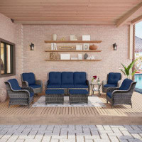 Red Barrel Studio 8 Piece Outdoor Patio Furniture Set ,Including 2 Swivel Rocking Chairs, 2 Armchairs, 1 Side Table,1 So
