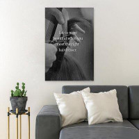 Trinx Cutting Hair - Life Is More Beautiful When You Meet The Right Hairdresser - 1 Piece Rectangle Graphic Art Print On