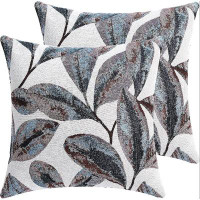East Urban Home Cushion Cover Jacquard Leaf Suitable For Sofa Living Room Home Decoration
