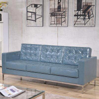 Wade Logan Amjed Contemporary Button Tufted LeatherSoft Sofa w/ Steel Frame