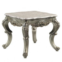 Bloomsbury Market End Table, Natural Marble & Antique Bronze Finish