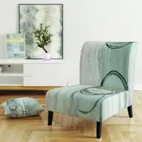 East Urban Home Whitewashed Syrah - Modern Geometric Upholstered Slipper Chair