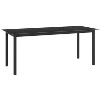 Latitude Run® Patio Table Black 74.8"X35.4"X29.1" Aluminum And Glass