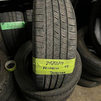215 55 17 4 Michelin Defender Used A/S Tires With 70% Tread Left
