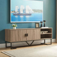 Millwood Pines Modern Contemporary Home Office TV Stand WHITE & GOLD
