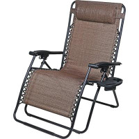 Arlmont & Co. Zero Gravity Chair, Folding Outdoor Patio Lounge Recliner W/ Cup Holder