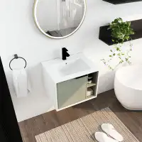Hokku Designs Floating Wall-Mounted Bathroom Vanity With Ceramics Sink & Soft-Close Cabinet Door 2