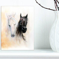 Made in Canada - Design Art Horse Heads Animal Painting Print on Wrapped Canvas