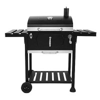 FETMIA Black CD1824EN 24-Inch Charcoal Grill Outdoor Smoker: Perfect For Backyard Grilling Parties, BBQ Picnics, And Pat