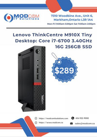 Lenovo ThinkCentre M910X Tiny Desktop: Core i7-6700 3.40GHz 16G 256GB SSD PC OFF Lease For Sale!!