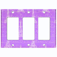 WorldAcc Metal Light Switch Plate Outlet Cover (Paris Eiffel Tower Purple Cloud Love   - Single Toggle)
