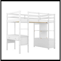 Latitude Run® Twin  Size Loft Bed With Built-In Desk With Two Drawers