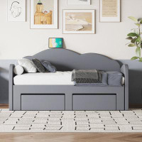 Latitude Run® Upholstered daybed with Trundle and 2 Drawers and USB Ports