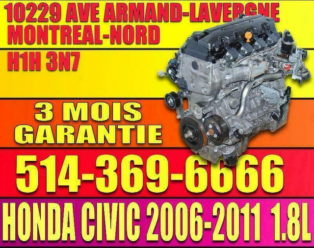 Honda Civic R18A 1.8L Engine Motor Moteur 2006 2007 2008 2009 2010 2011 / 06 07 08 09 10 11 in Engine & Engine Parts in City of Montréal - Image 4