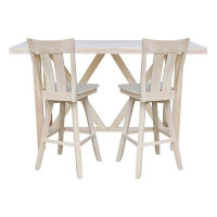 Gracie Oaks Angadreme 2 - Person Bar Height Rubberwood Solid Wood Dining Set