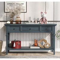 Darby Home Co Ryson Rustic Style Console Table: Vintage-Inspired Sofa Table with Three Top Drawers and Open Bottom Frame