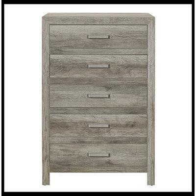 Loon Peak Transitional Aesthetic Weathered Grey Finish Chest With Drawers Storage Wood Veneer Rusticated Style Bedroom F in Dressers & Wardrobes