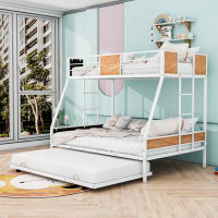 Mason & Marbles Metal Twin Over Full Bunk Bed With Twin Trundle And Ladder