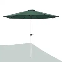 Arlmont & Co. Nursal 9ft Outdoor Market Steel Patio Umbrella W/ Crank, Tilt Push Button, 8 Ribs, Blackish Green