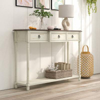 Breakwater Bay 52 Inch Farmhouse Console Table With 3 Drawers And Open Storage Shelf For Hallway