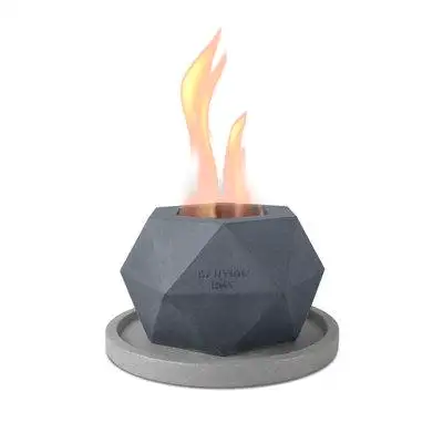Kante Kante Diamond Concrete Tabletop Fire Pit with Metal Extinguisher and Base
