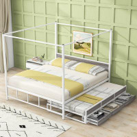 Latitude Run® Emenie Metal Canopy Storage Bed