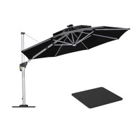 Purple Leaf Purple Leaf 11 Feet Outdoor Double Top Round Deluxe Patio Umbrella with Steel Plate Base