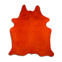 Foundry Select DYED HAIR ON Cowhide RUG DYED ORANGE 2 - 3 M GRADE A