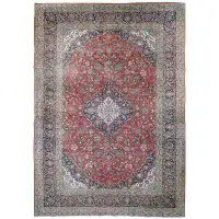 OAKRugs by Chelsea One-of-a-Kind Hand-Knotted Red/Ivory/Blue 9'5" x 13'5" Wool Area Rug