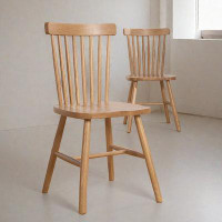 Everly Quinn 34.25" Burlywood Windsor Solid Wood Side Chair(Set of 2)
