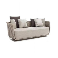 Hokku Designs Outdoor Patio Wicker Khaki 2-Seater Sofa