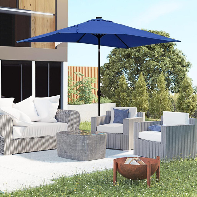 Patio Umbrella 9.7' L x 6.2' W x 8.4' H Blue in Patio & Garden Furniture