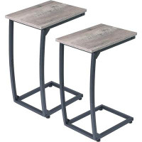 17 Stories C Shaped End Table Side Table Of 2, Small Sofa Table With Metal Frame For Living Room Bedroom Small Spaces (G